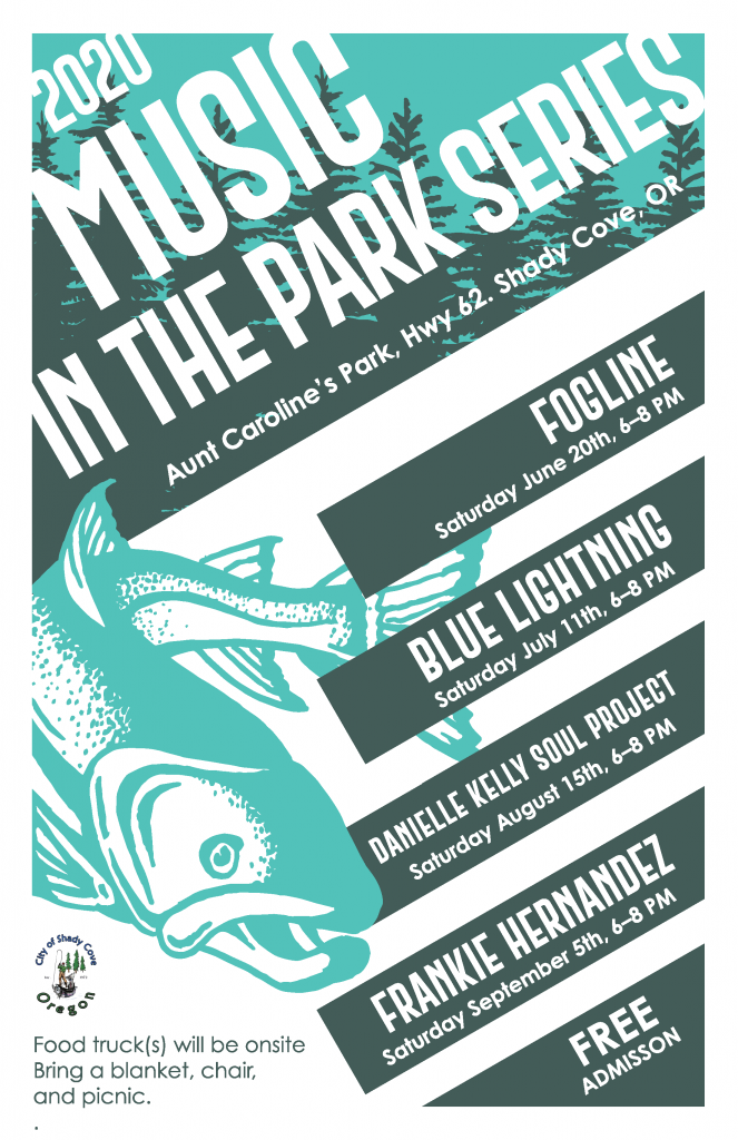 Music in the Park Concert Series 2020! City of Shady Cove, Oregon