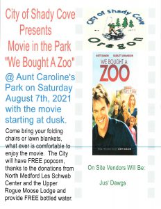 Movie in the Park August 7! “We Bought a Zoo!”