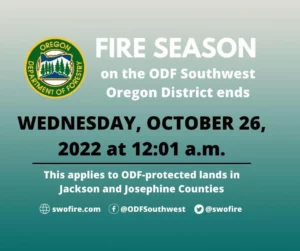 Fire Season Ends Wednesday, October 26. Call Before you Burn.