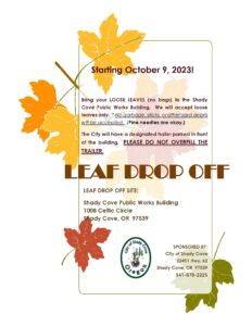 Got Leaves? Leaf Drop Off at Public Works Building starting October 9